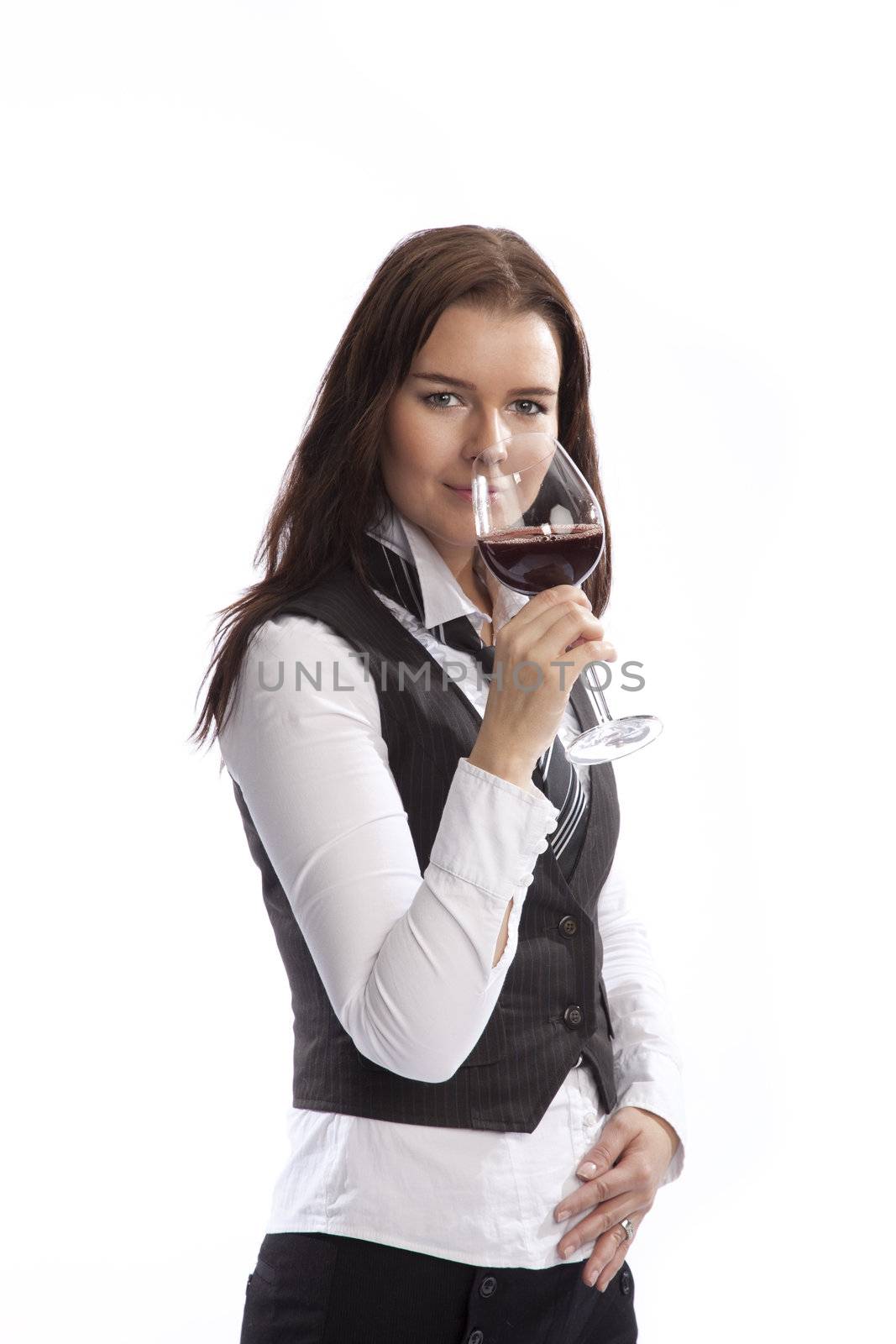 young business woman with red wine by mjp