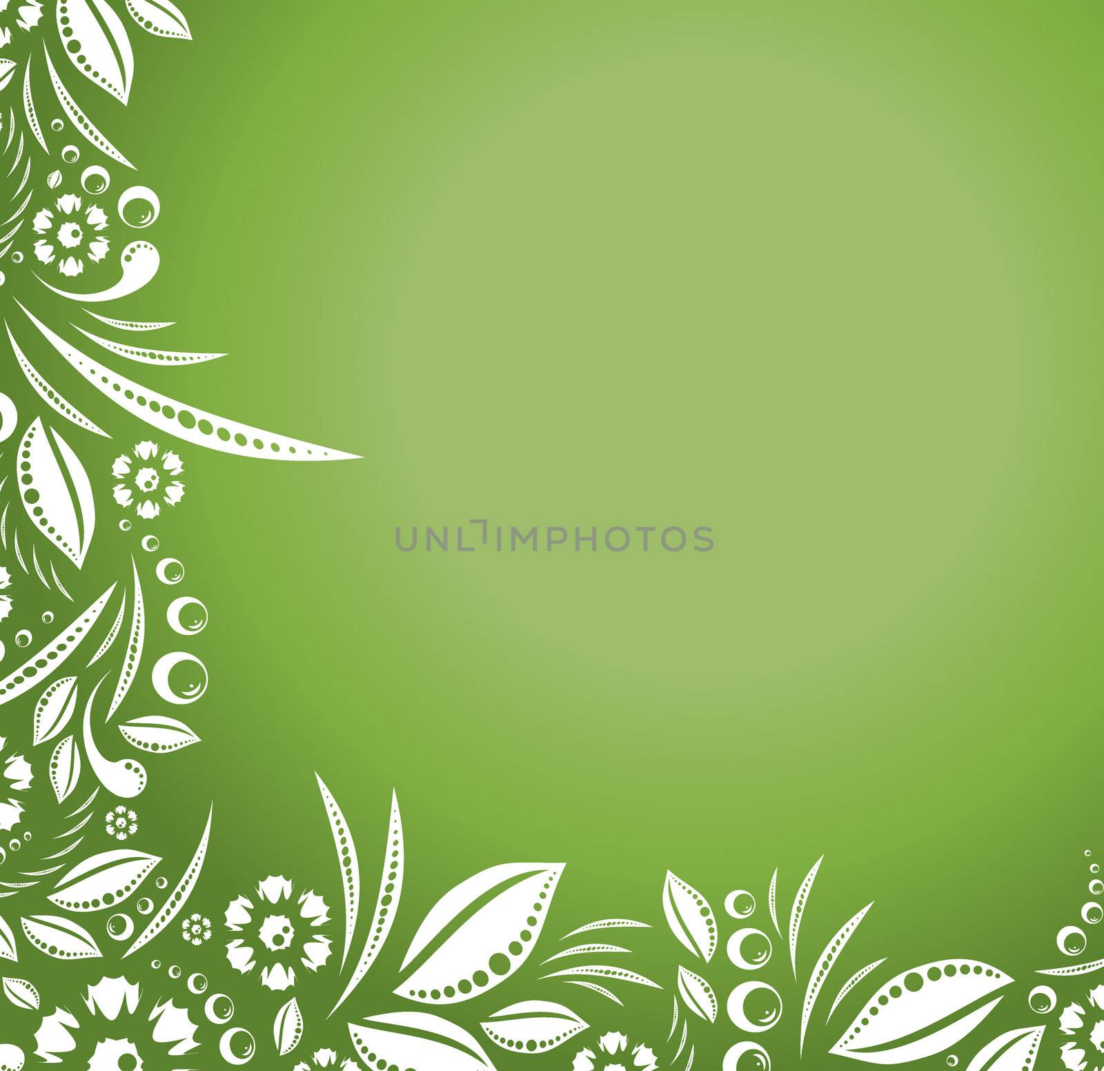 White pattern on a green background