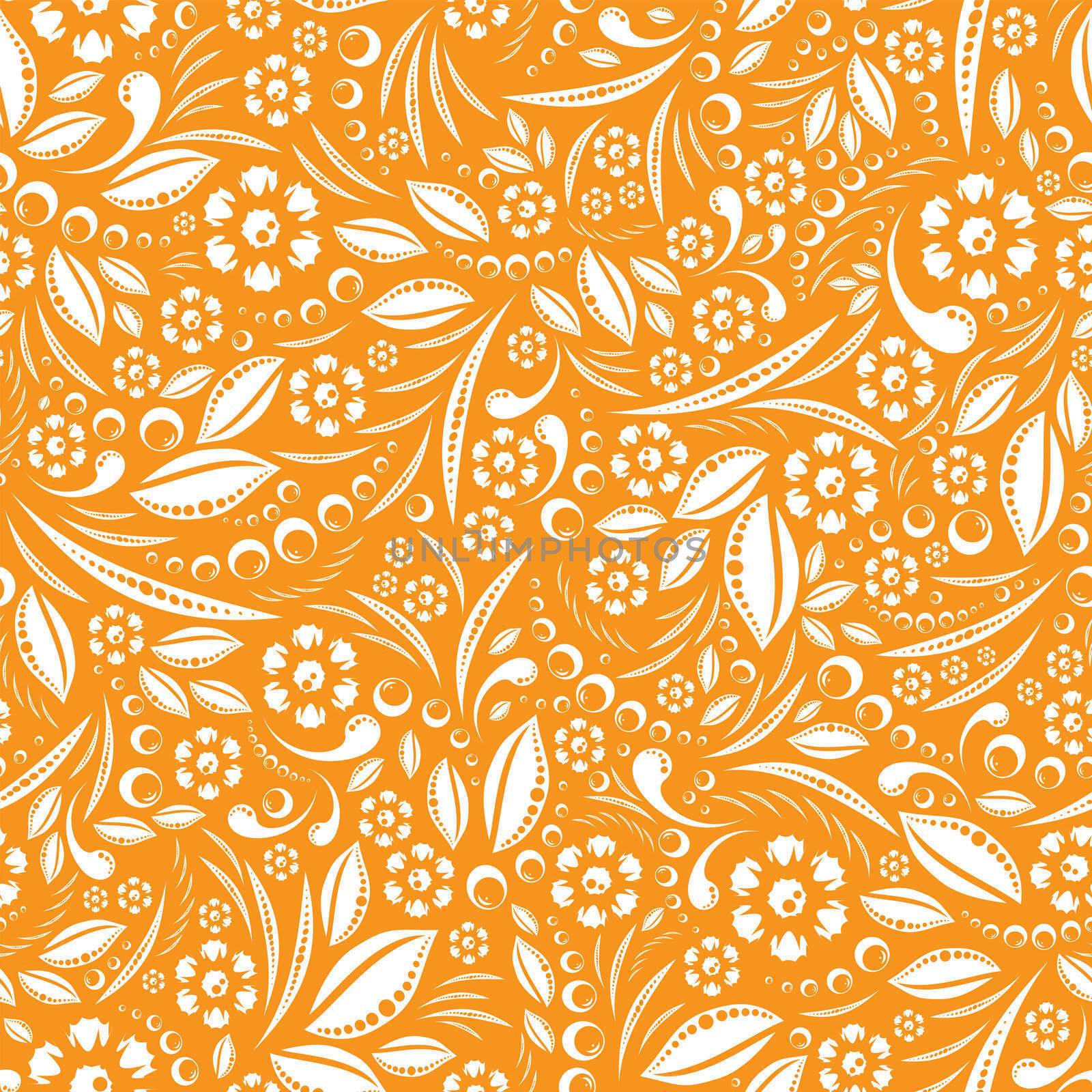 White flower pattern on an orange background