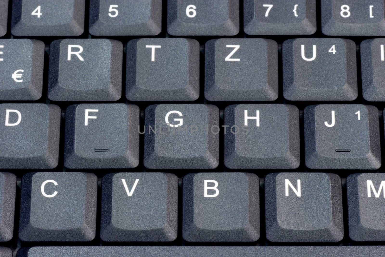 Closeup of the keyboard of a laptop