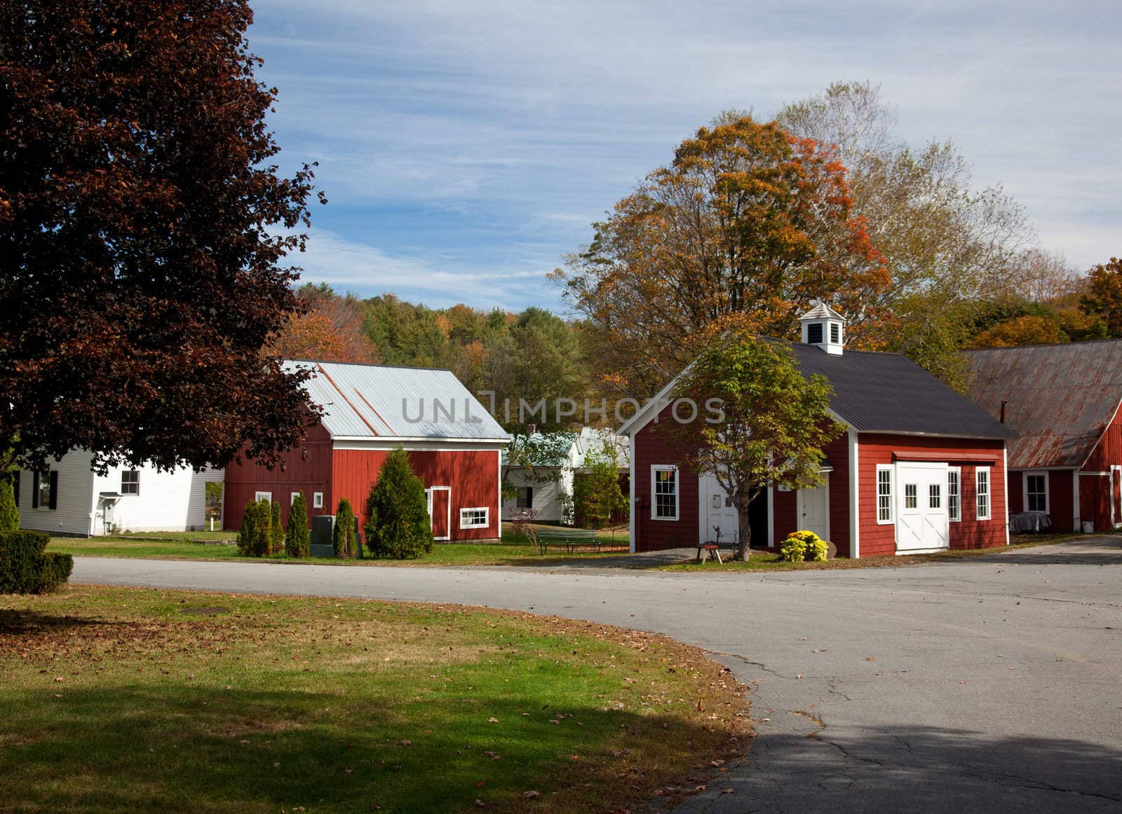 Rural village scene in town of Grafton in Vermont in autumn glory