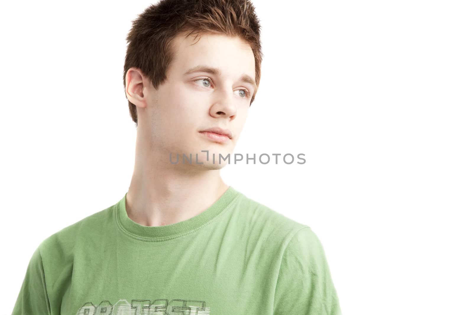 isolated teen aged boy over white background