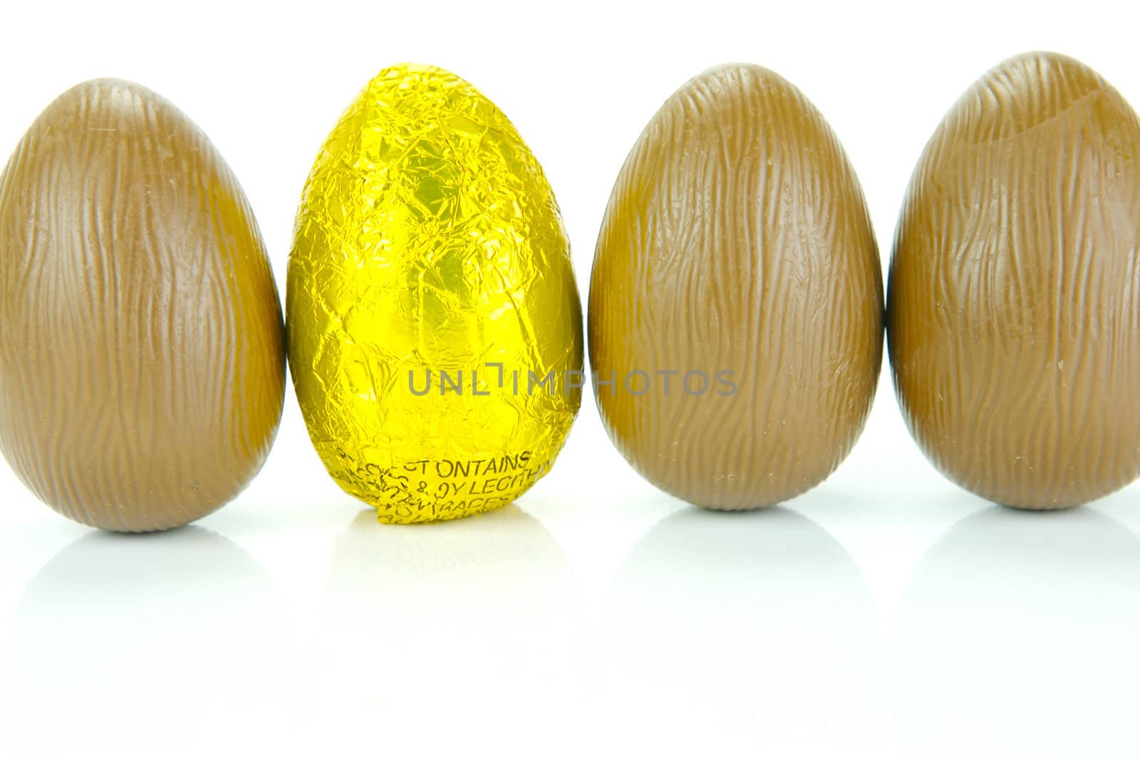 Chocolate easter eggs isolated against a white background