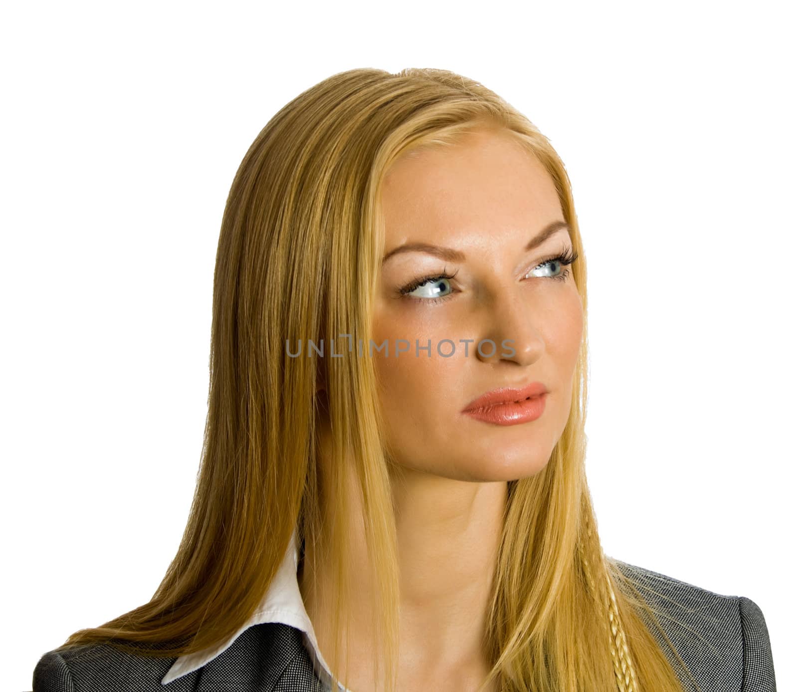 portrait of pretty blonde isolated over white with clipping path