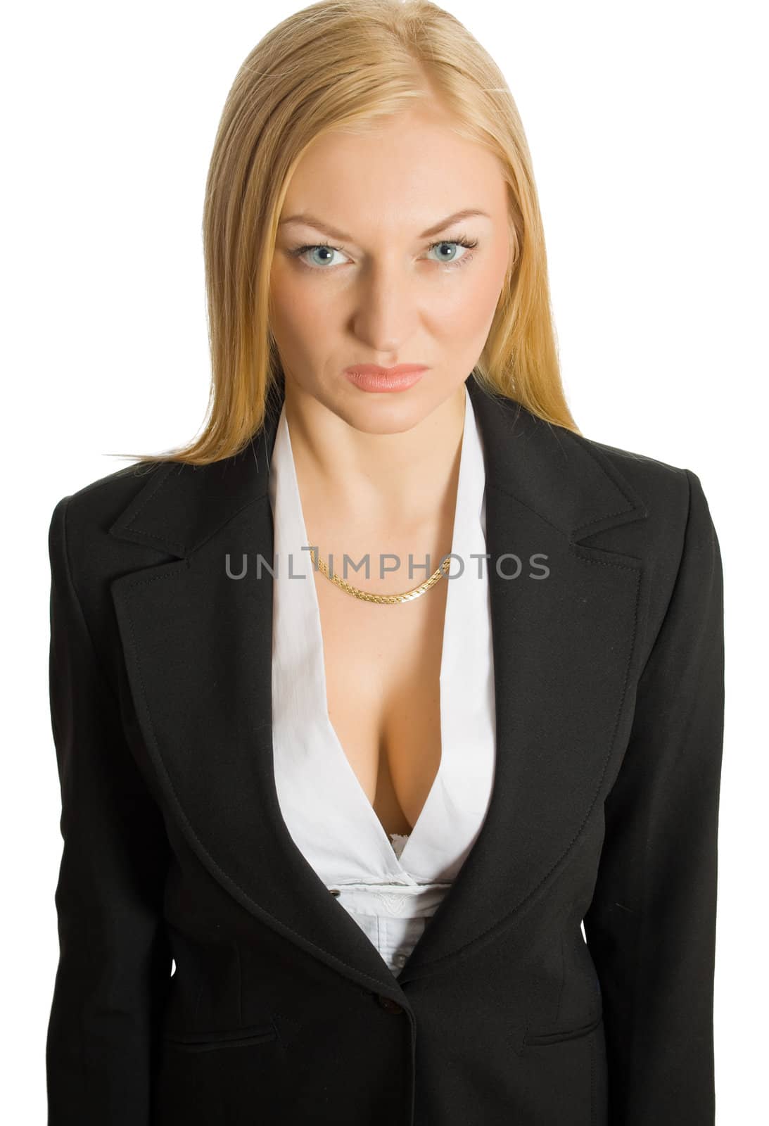 portrait of pretty blonde isolated over white with clipping path