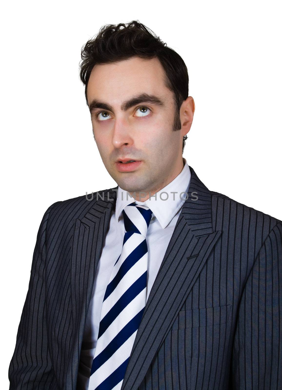 thinking businessman isolated over white with clipping path