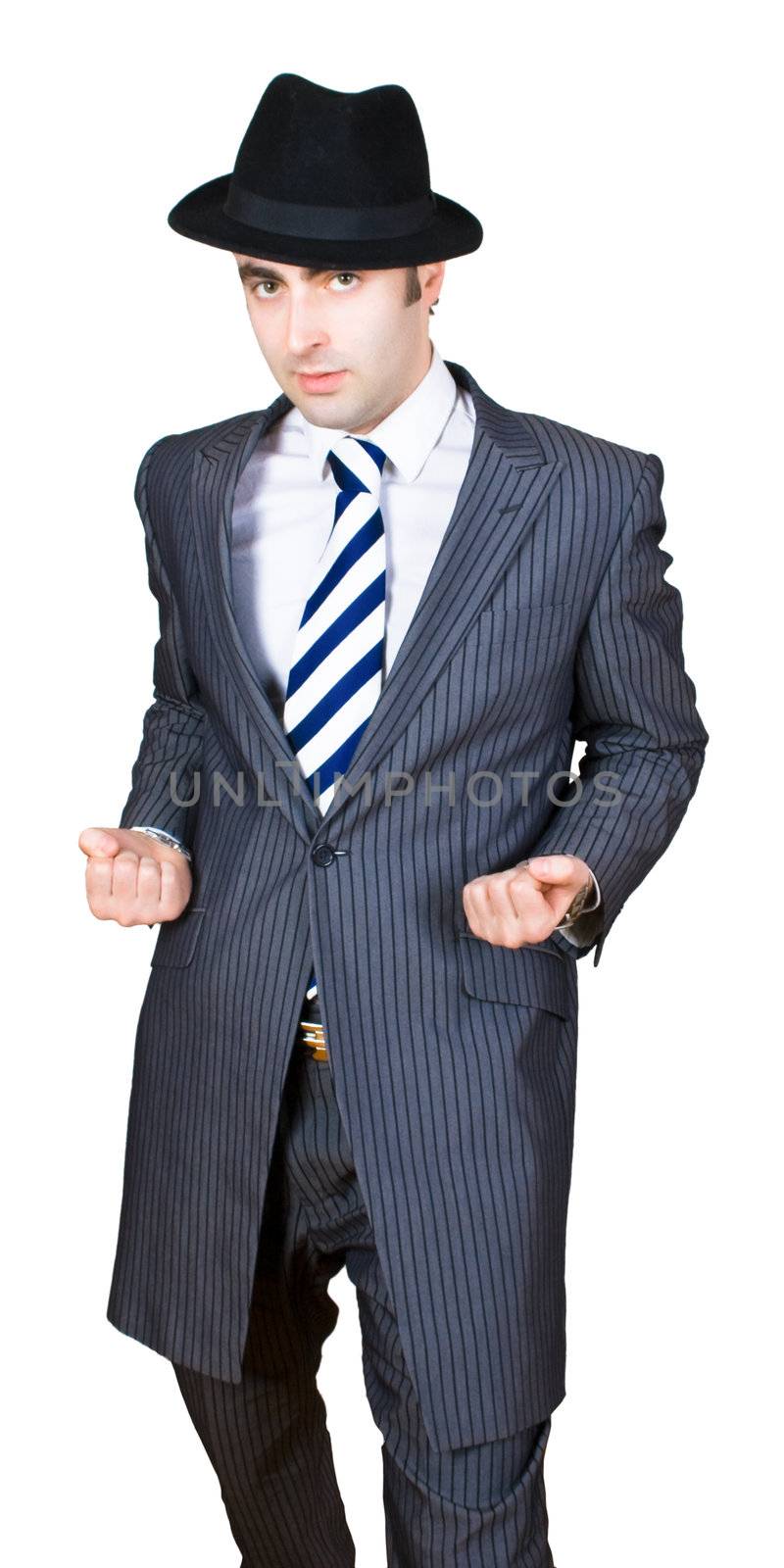 boxing retro businessman isolated over white with clipping path