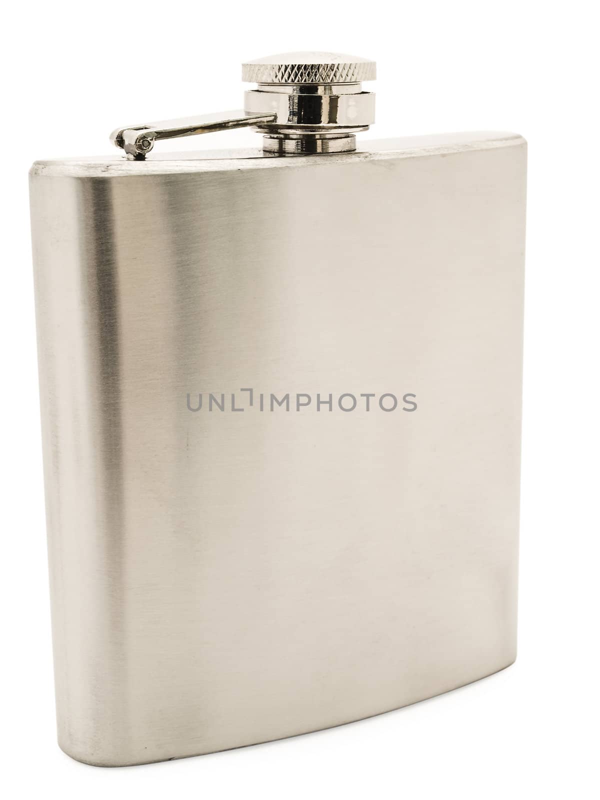 Photo of the metal flask against the white background