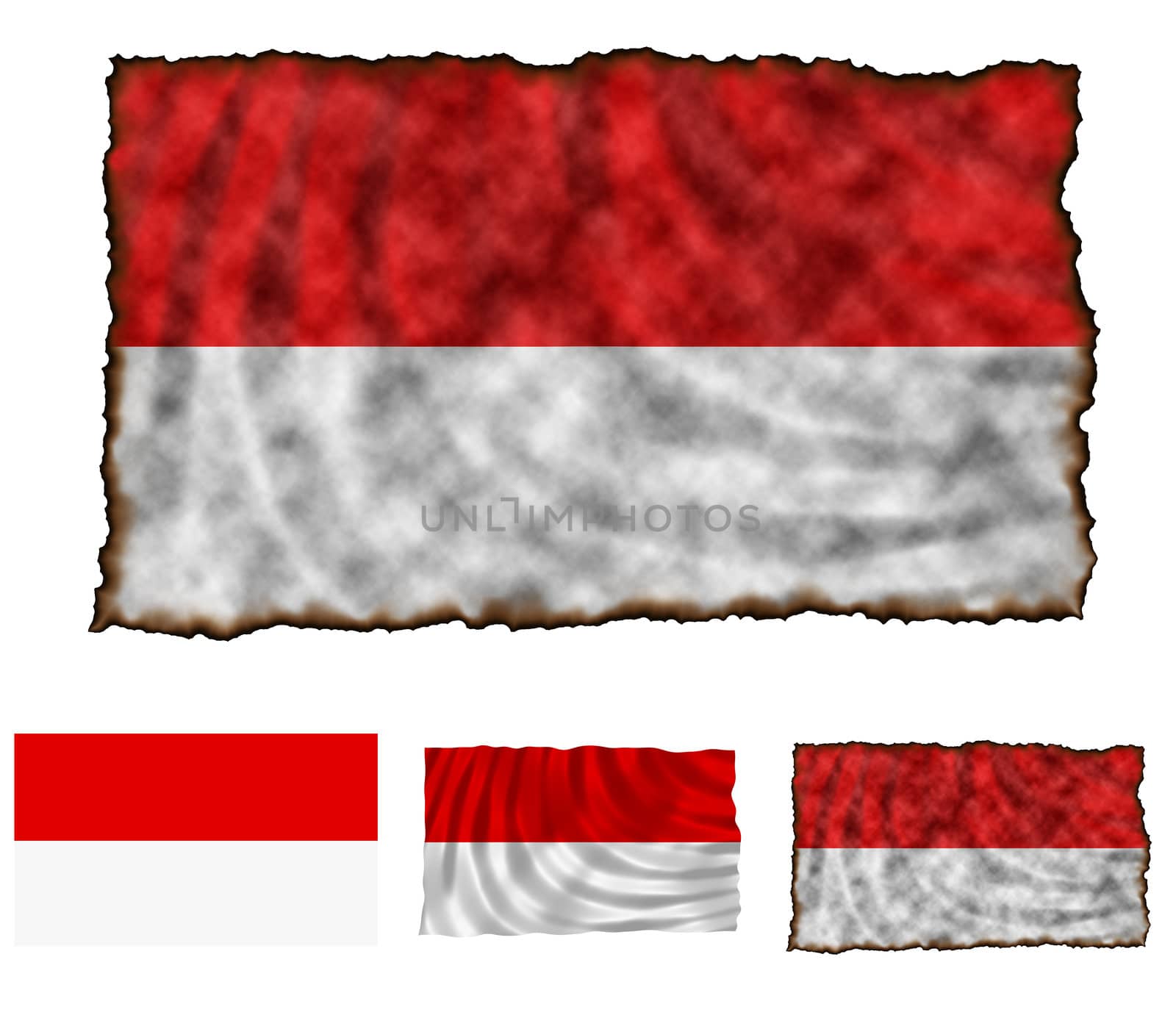 Illustration of national color of Indonesia in three different styles