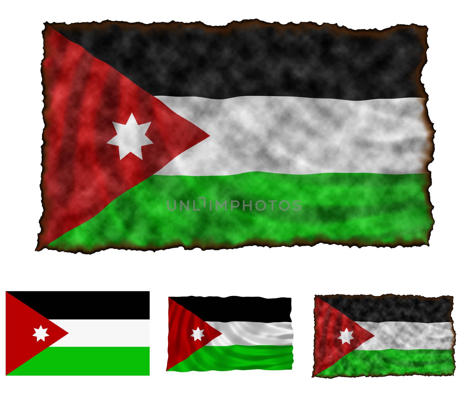 Illustration of national color of Jordan in three different styles