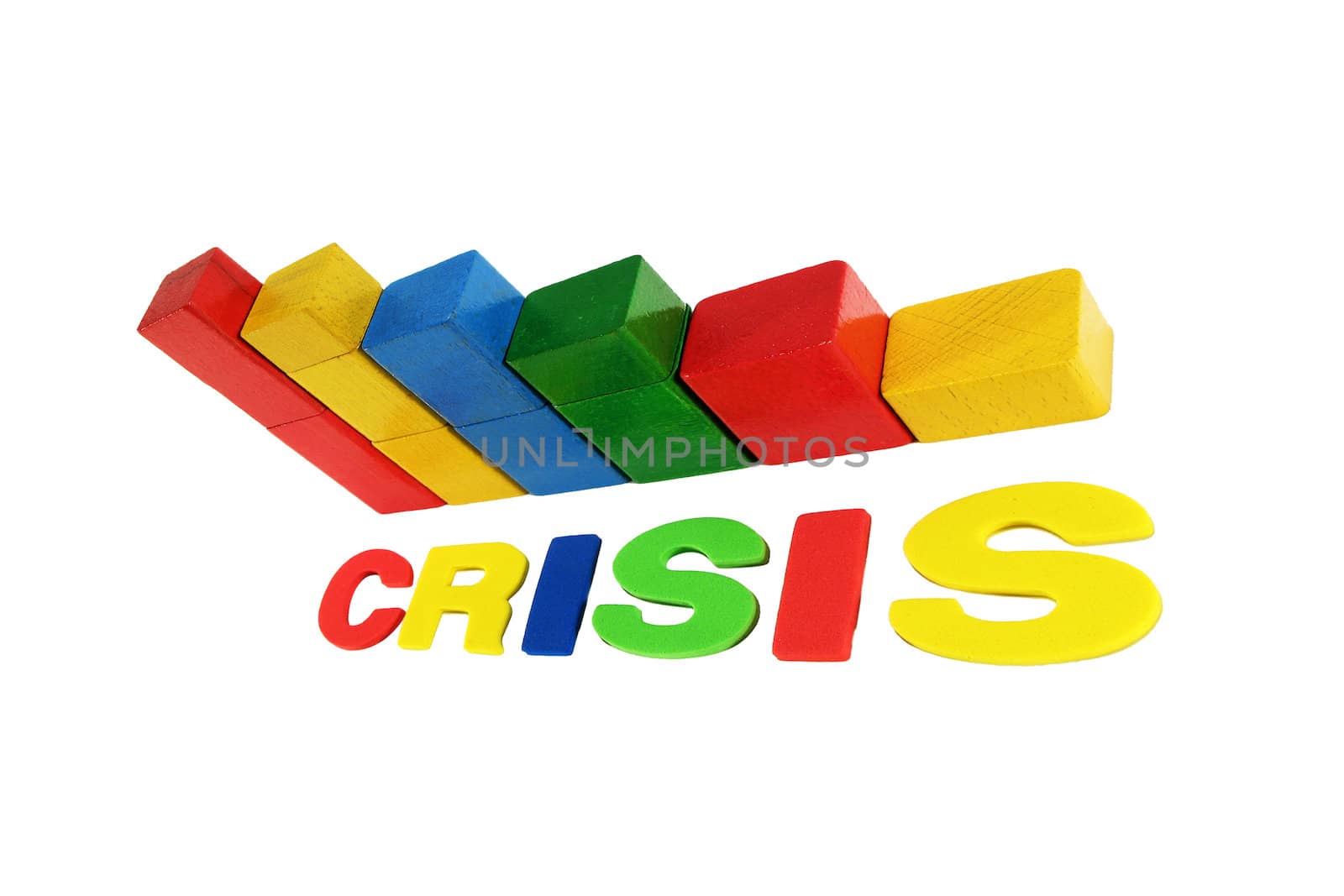 Crisis: colored statistic bars isolated on white.