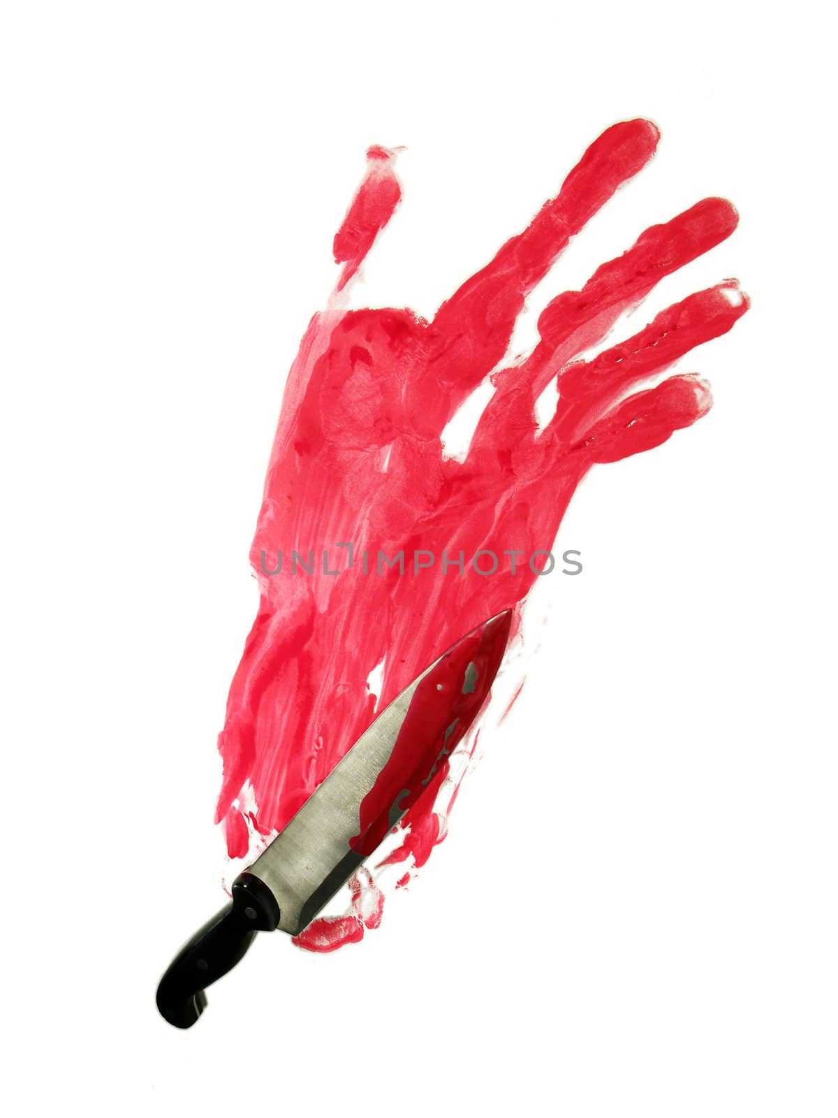 Bloody hand-print and knife by PlanctonVideo