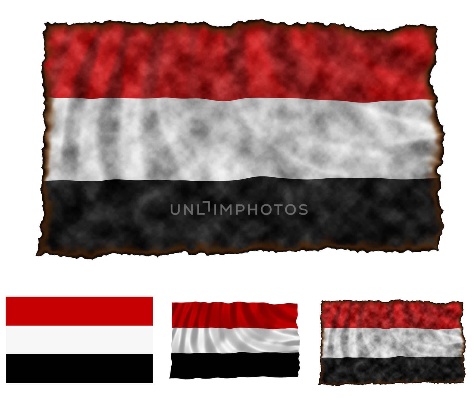 Illustration of national color of Yemen in three different styles