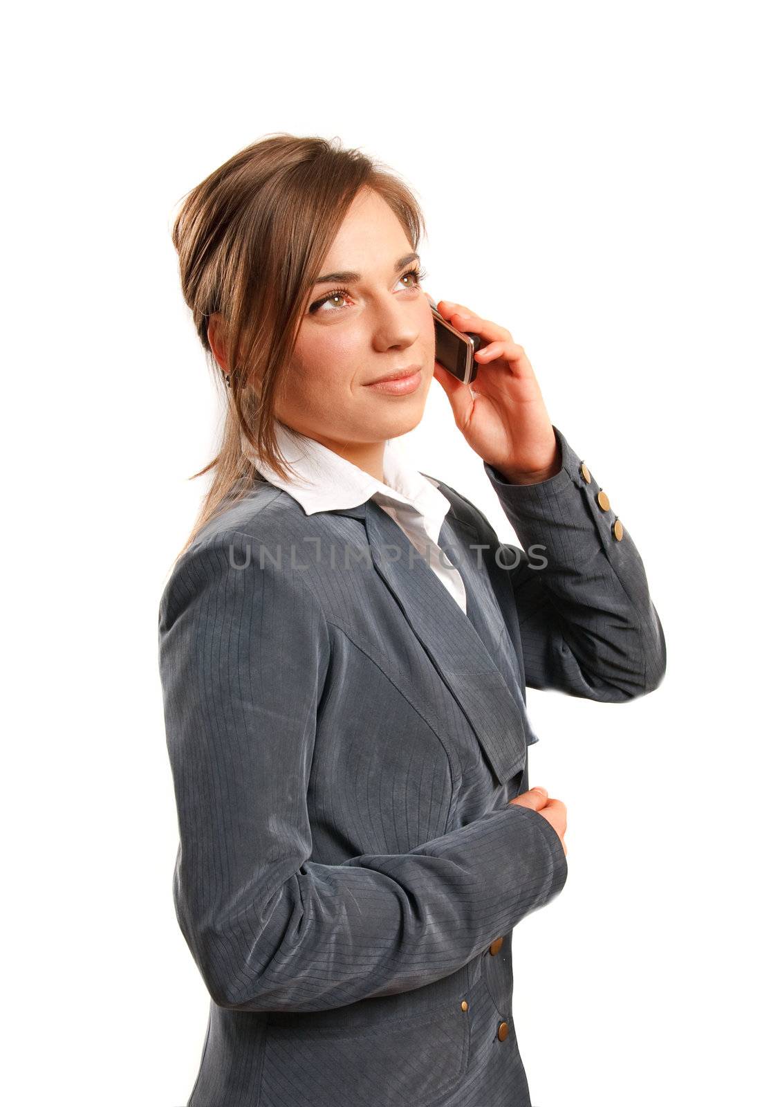 Business woman talking on the phone.