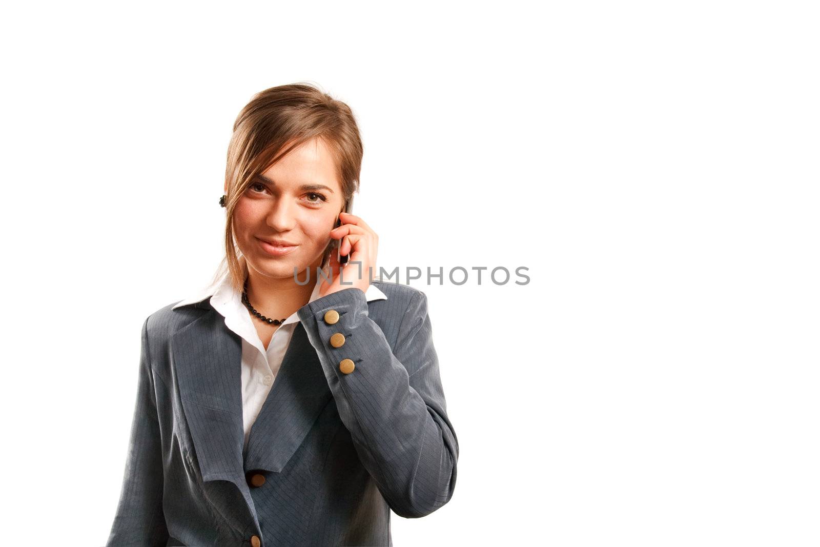 Business woman talking on the phone.