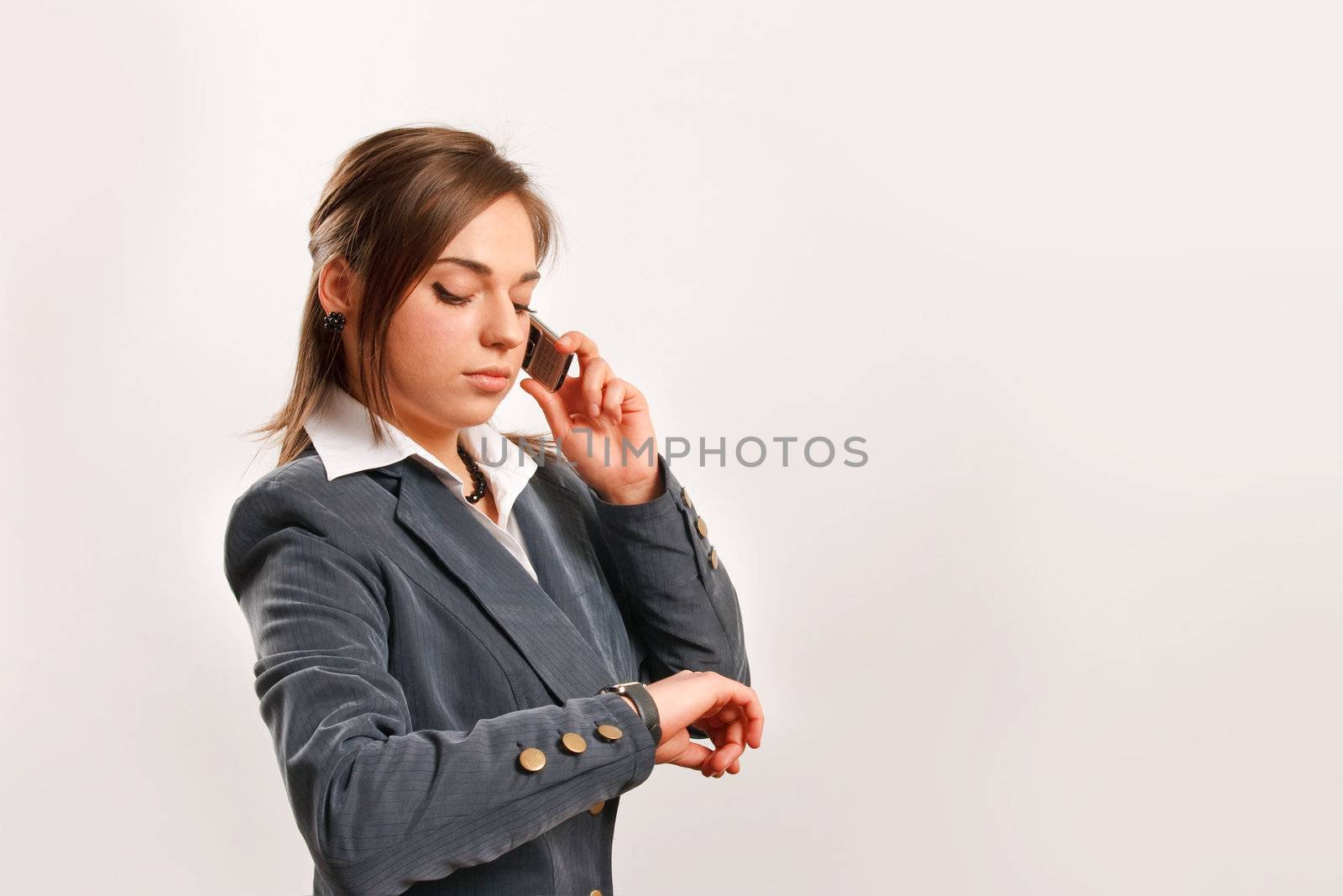 Business woman talking on the phone.