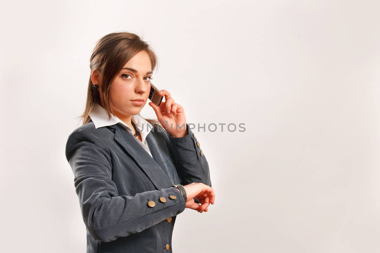 Business woman talking on the phone.