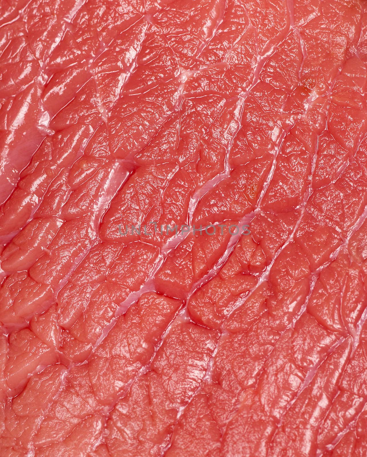 Detail, texture of  a piece of raw red meat