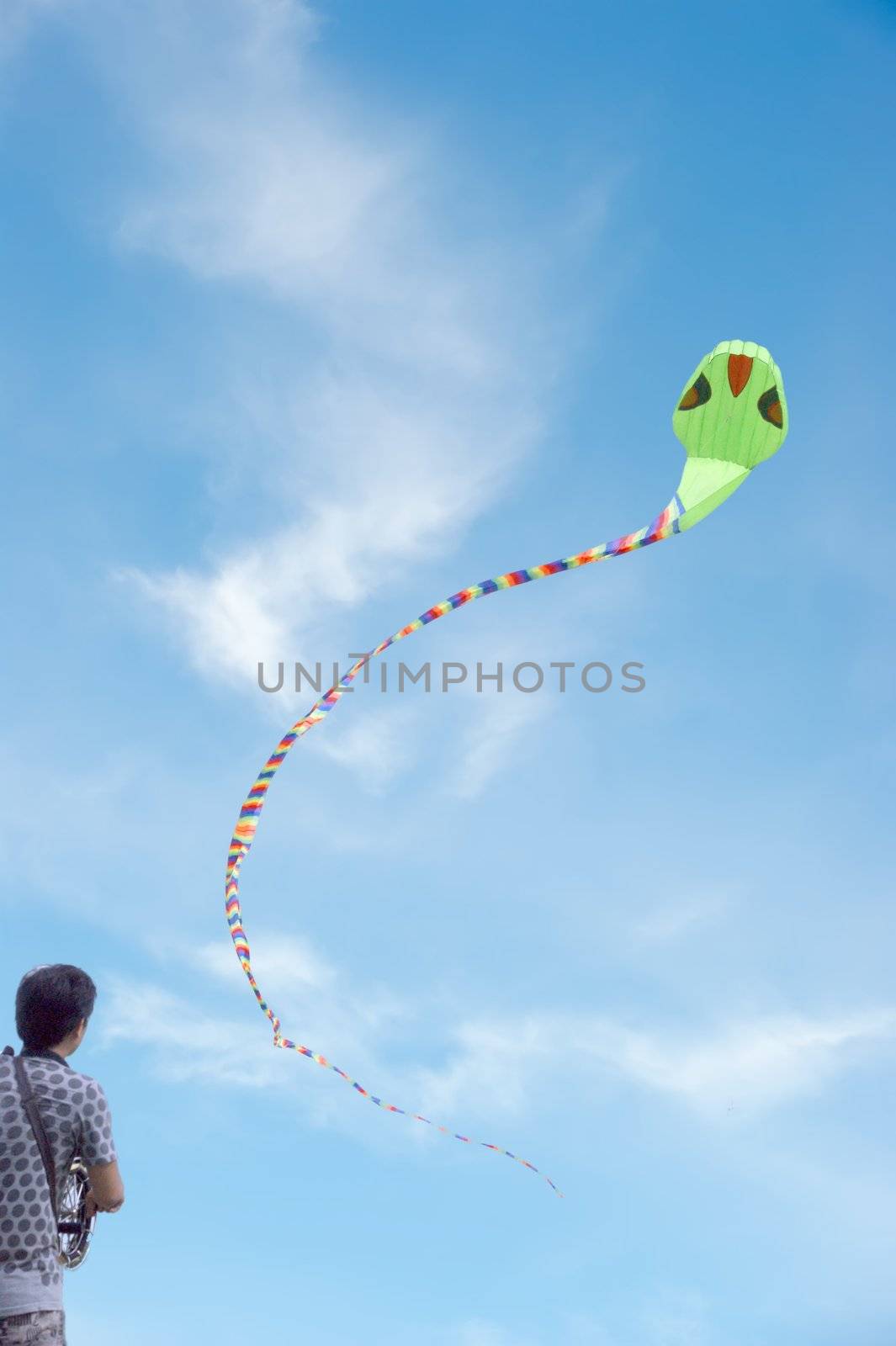 Young people are flying kites