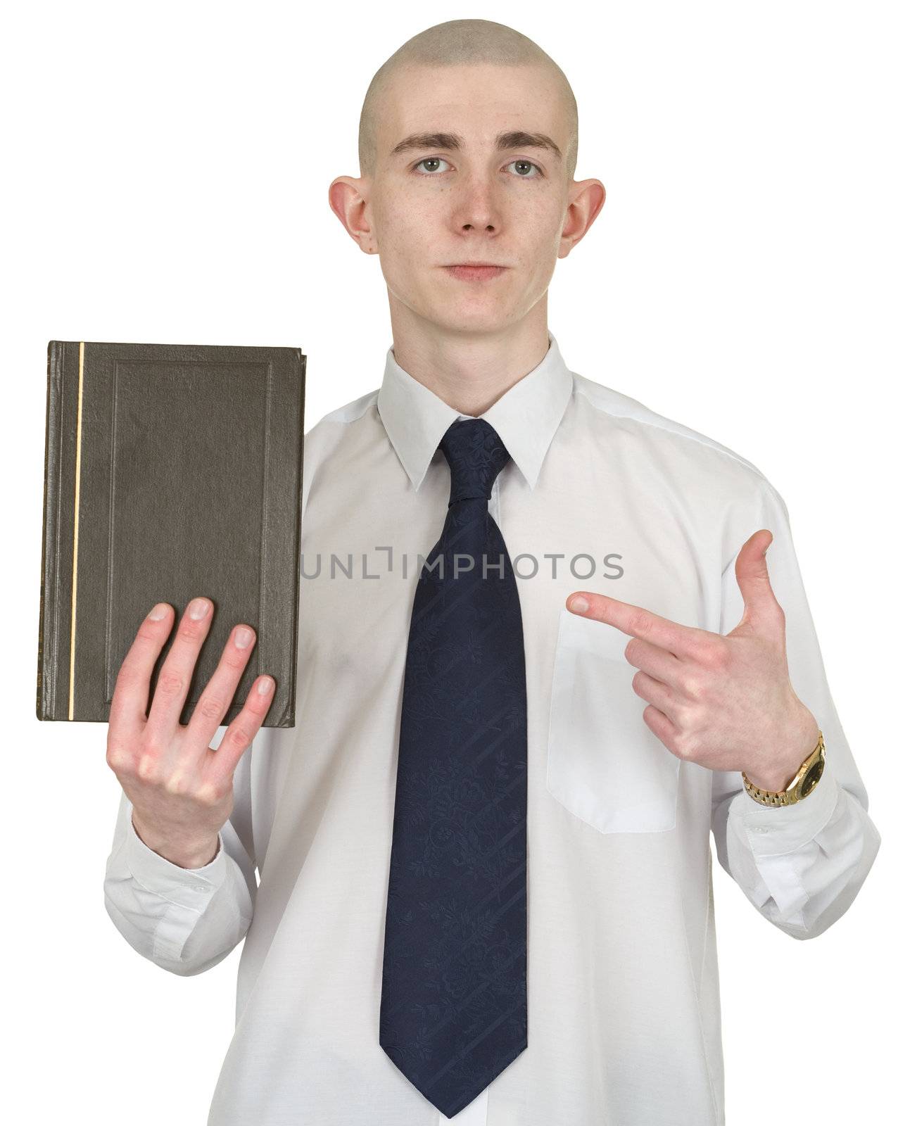 The person with the big book in hands