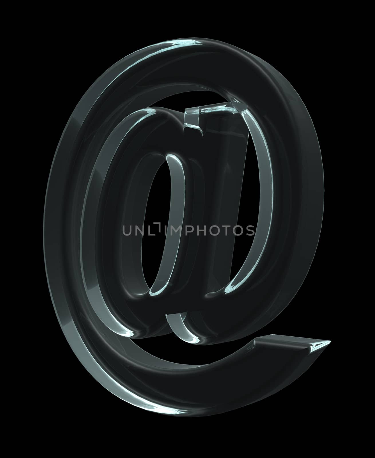 glass email alias on black background - 3d illustration