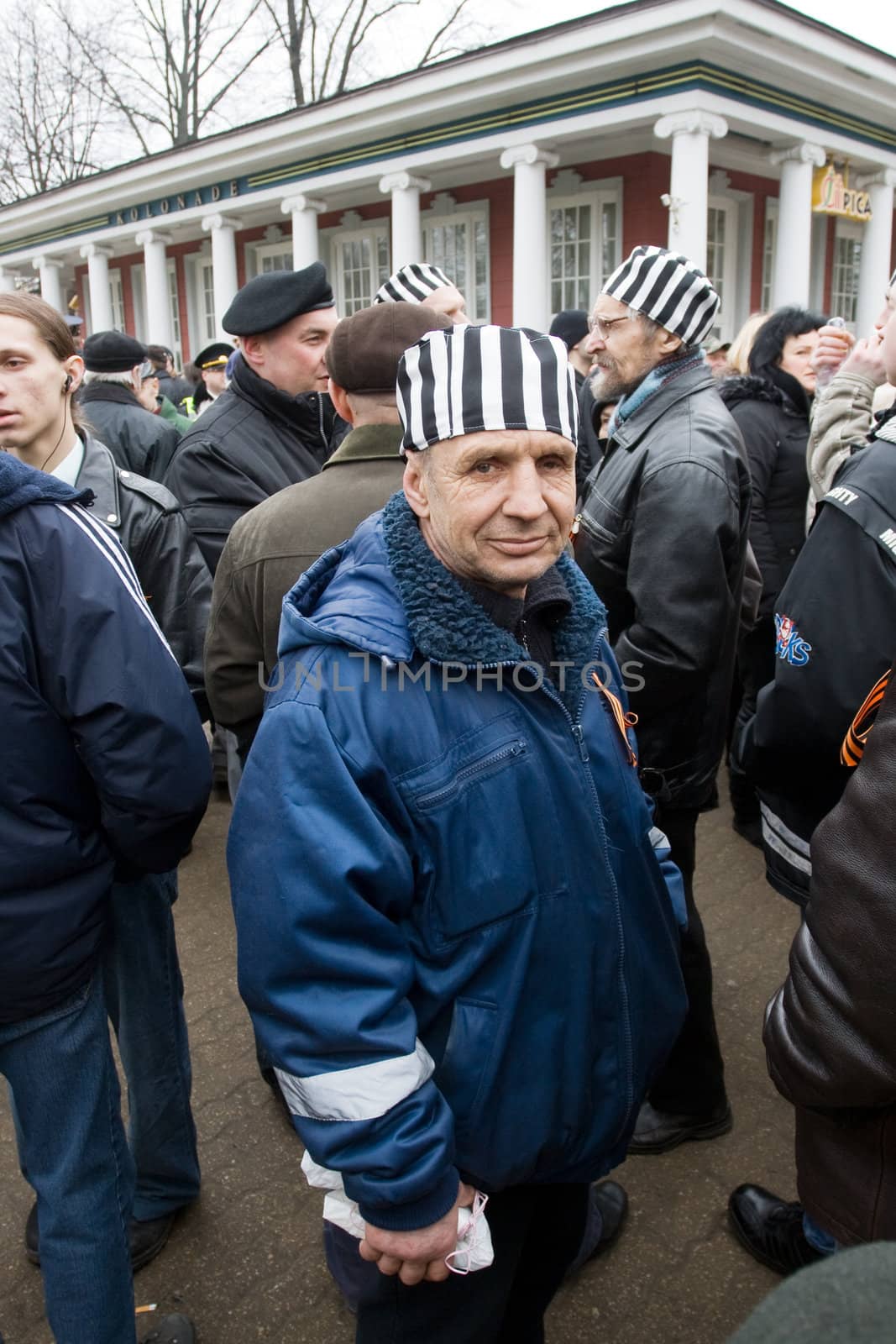 Riga, Latvia, March 16, 2009. Protestors of Commemoration of the Latvian Waffen SS unit or Legionnaires.The event is always drawing crowds of nationalist supporters and anti-fascist demonstrators. Many Latvians legionnaires were forcibly called uo to join the Latvian SS Legion.