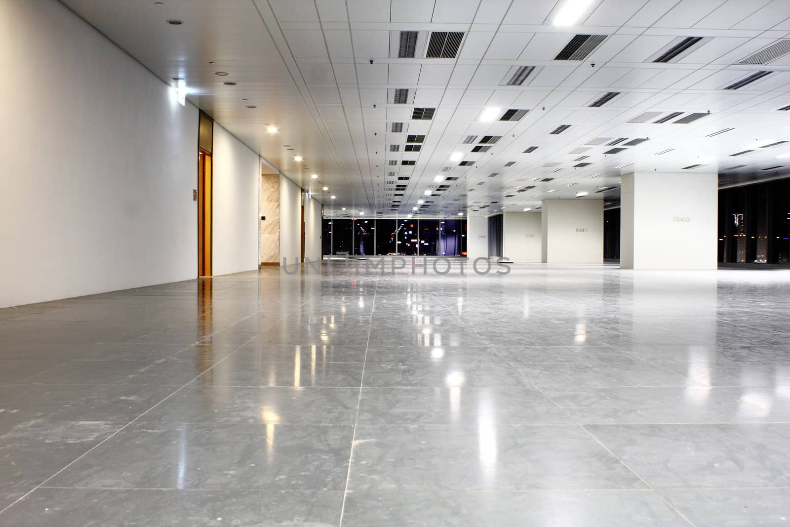 modern hall and nobody image at night
