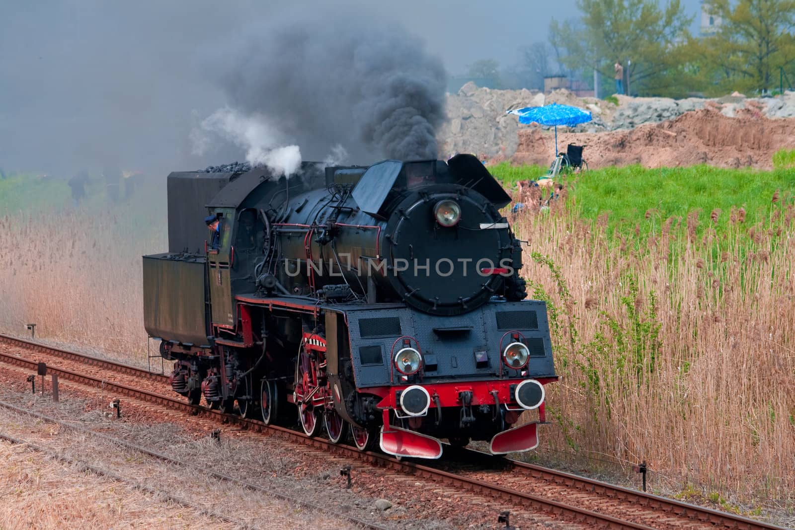 Retro steam locomotive parade in Poland
