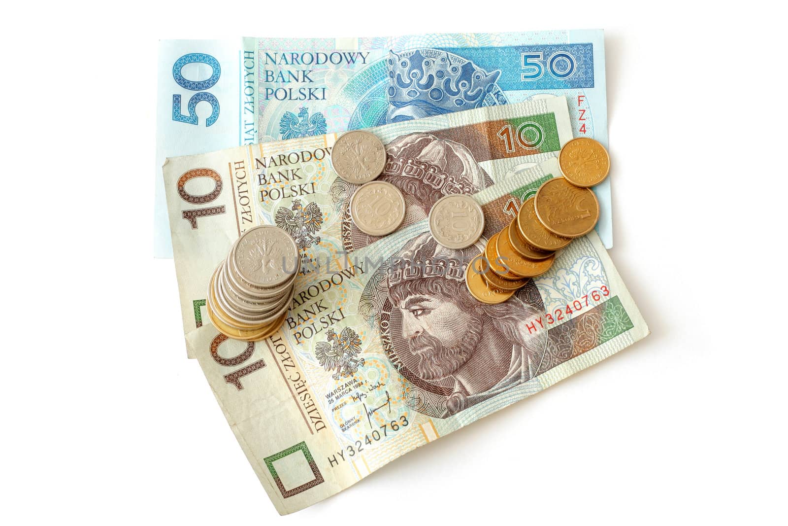 Polish money isolated on white background