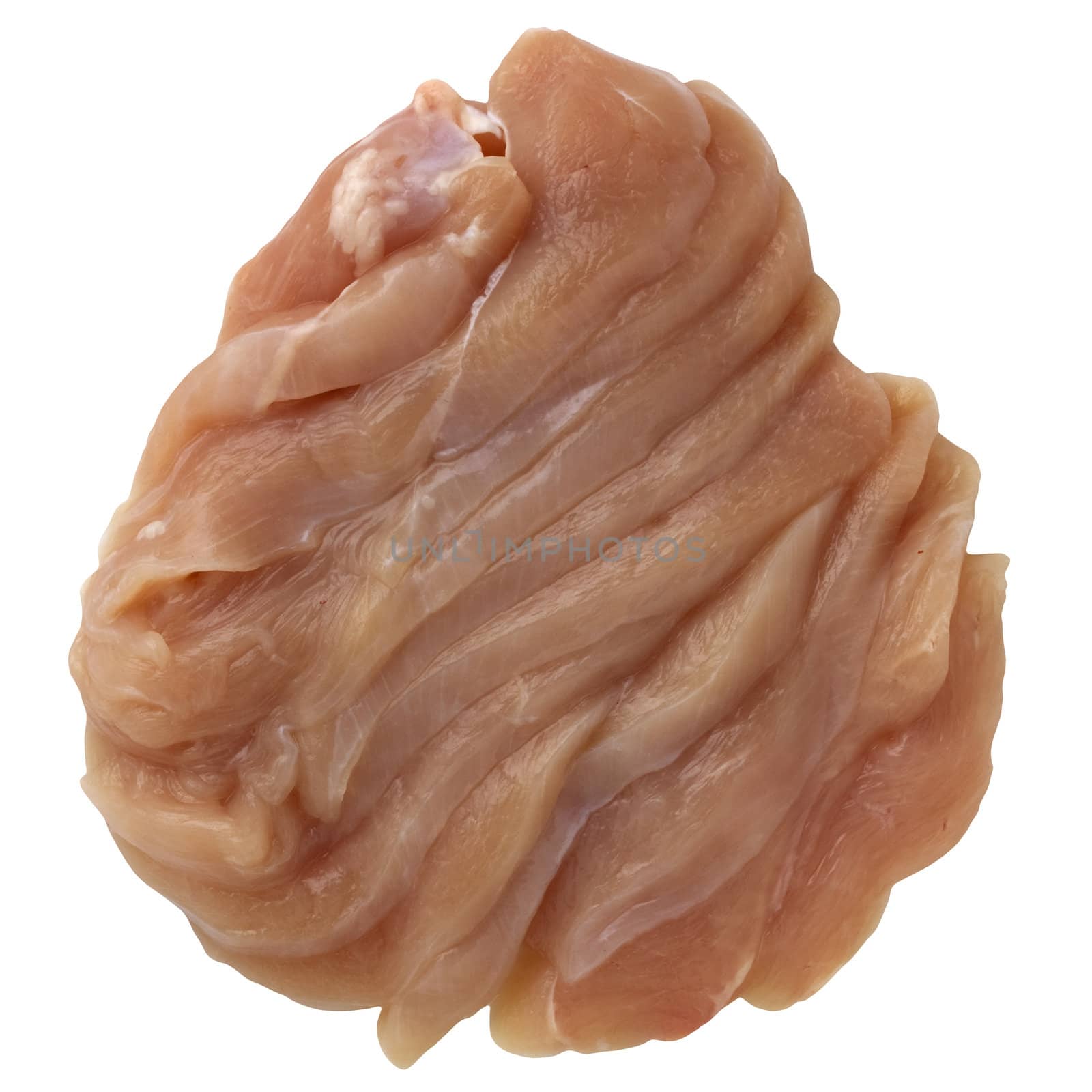 chicken breast sliced for stir fry; isolated on white with clipping path