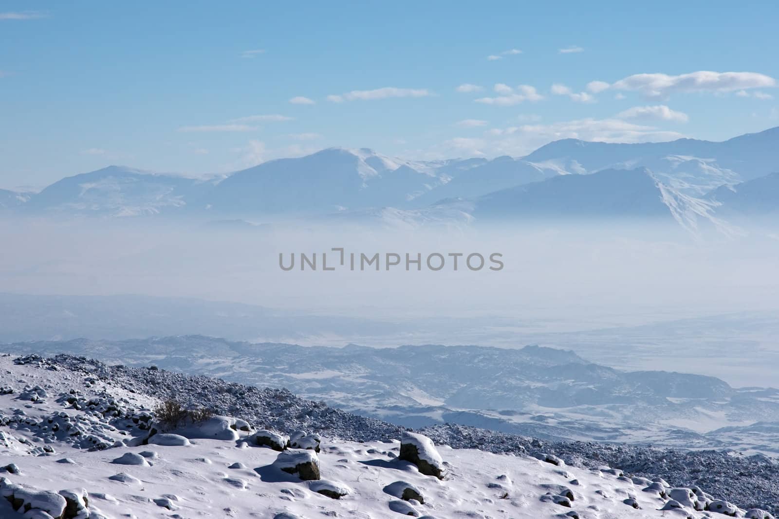 Photo from Ararat slopes in the direction of Iran. Mount Ararat (Agri Dagi) is an inactive volcano located near Iranian and Armenian borders and the tallest peak in Turkey.