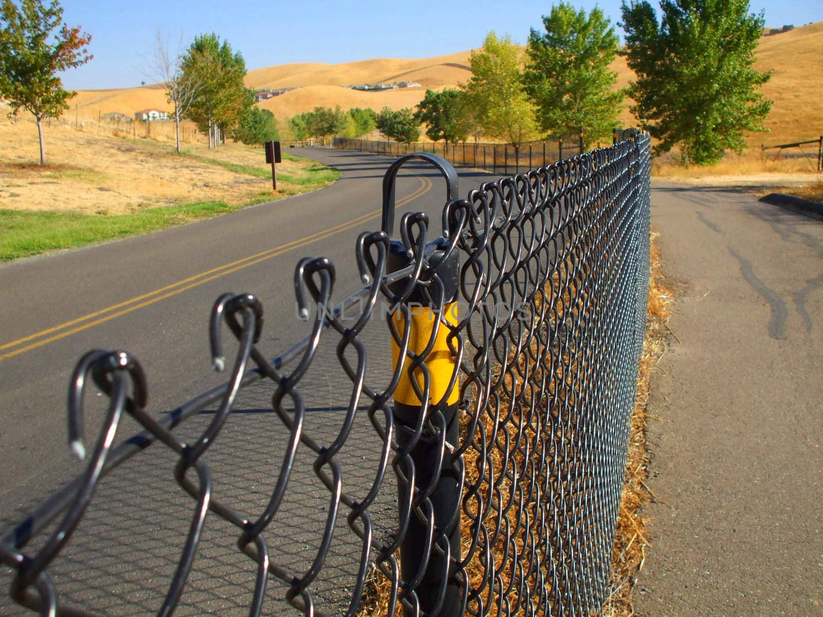 Close up of a chain link fence showing unique pattern.