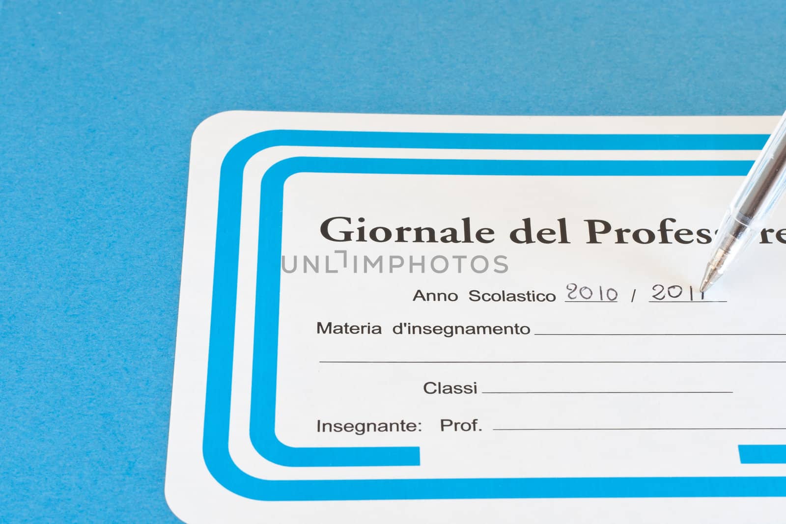 closeup of italian teacher's register
