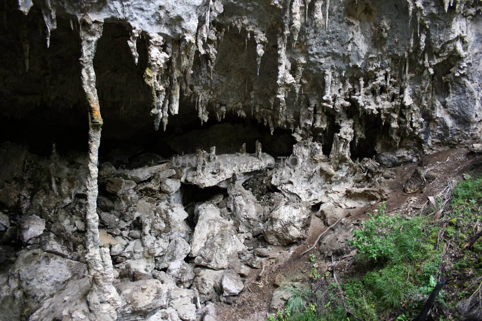 Entrance to cave where it had previously collapsed