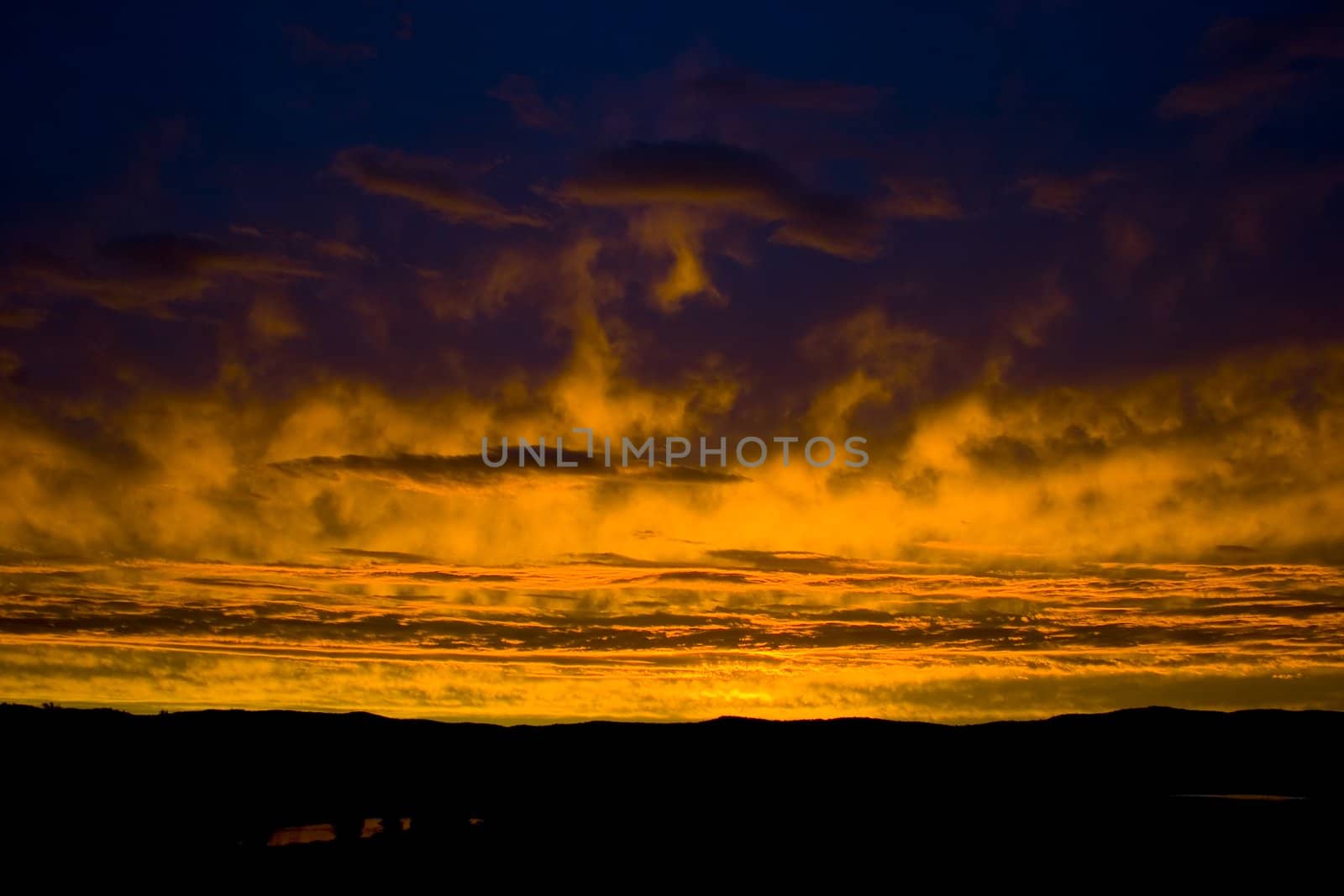 Wide angle shot of intense sunset in NSW Australia