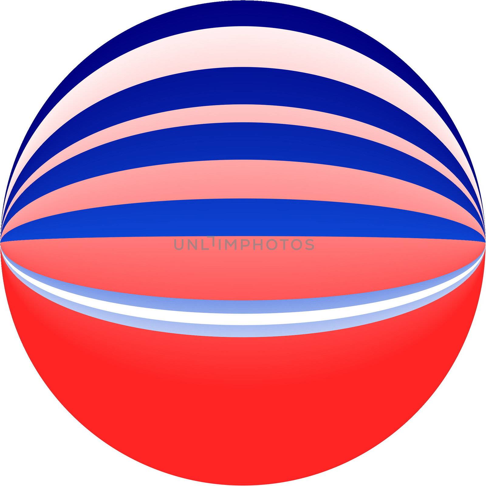red white and blue ball isolated over white