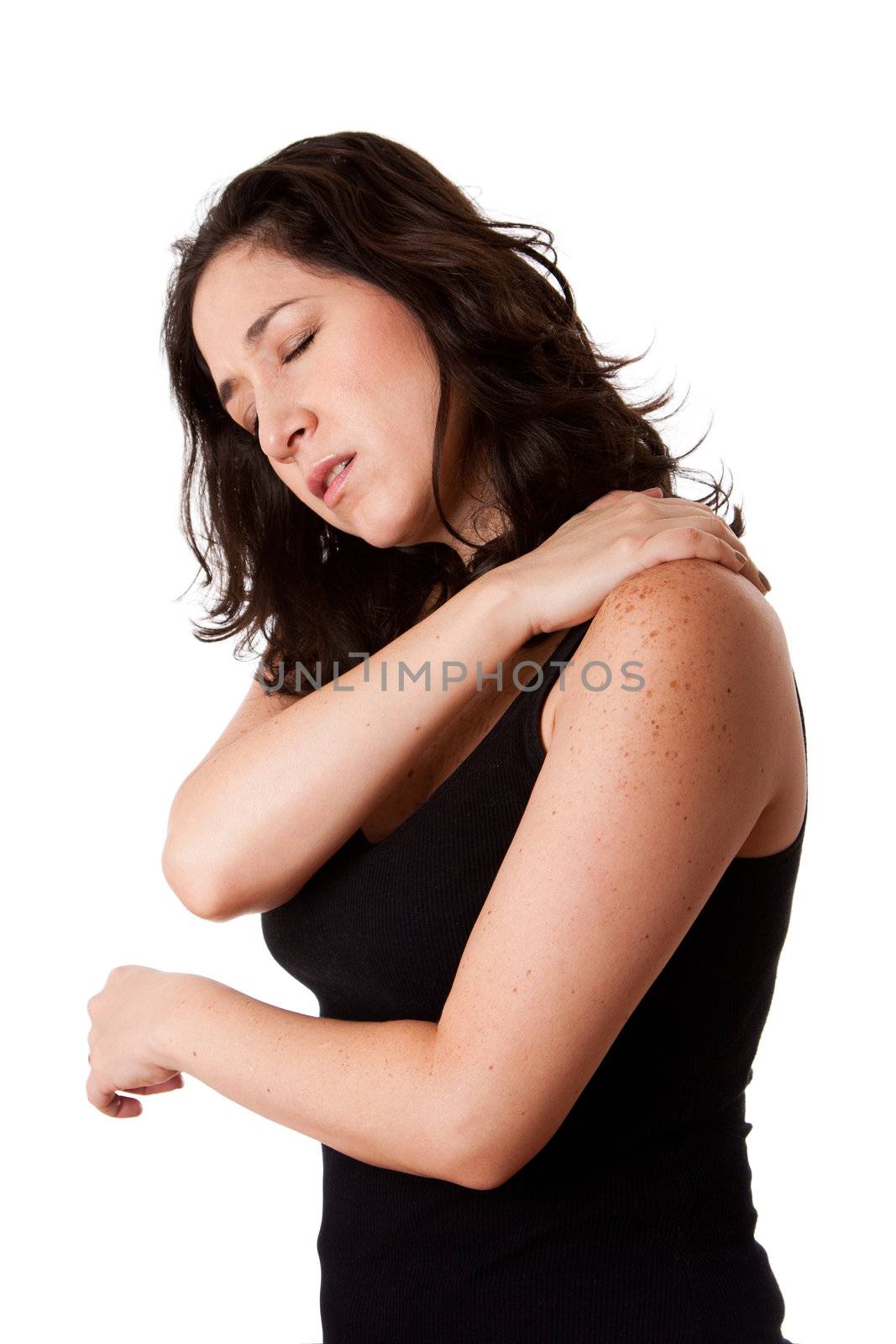 Woman with shoulder neck pain by phakimata