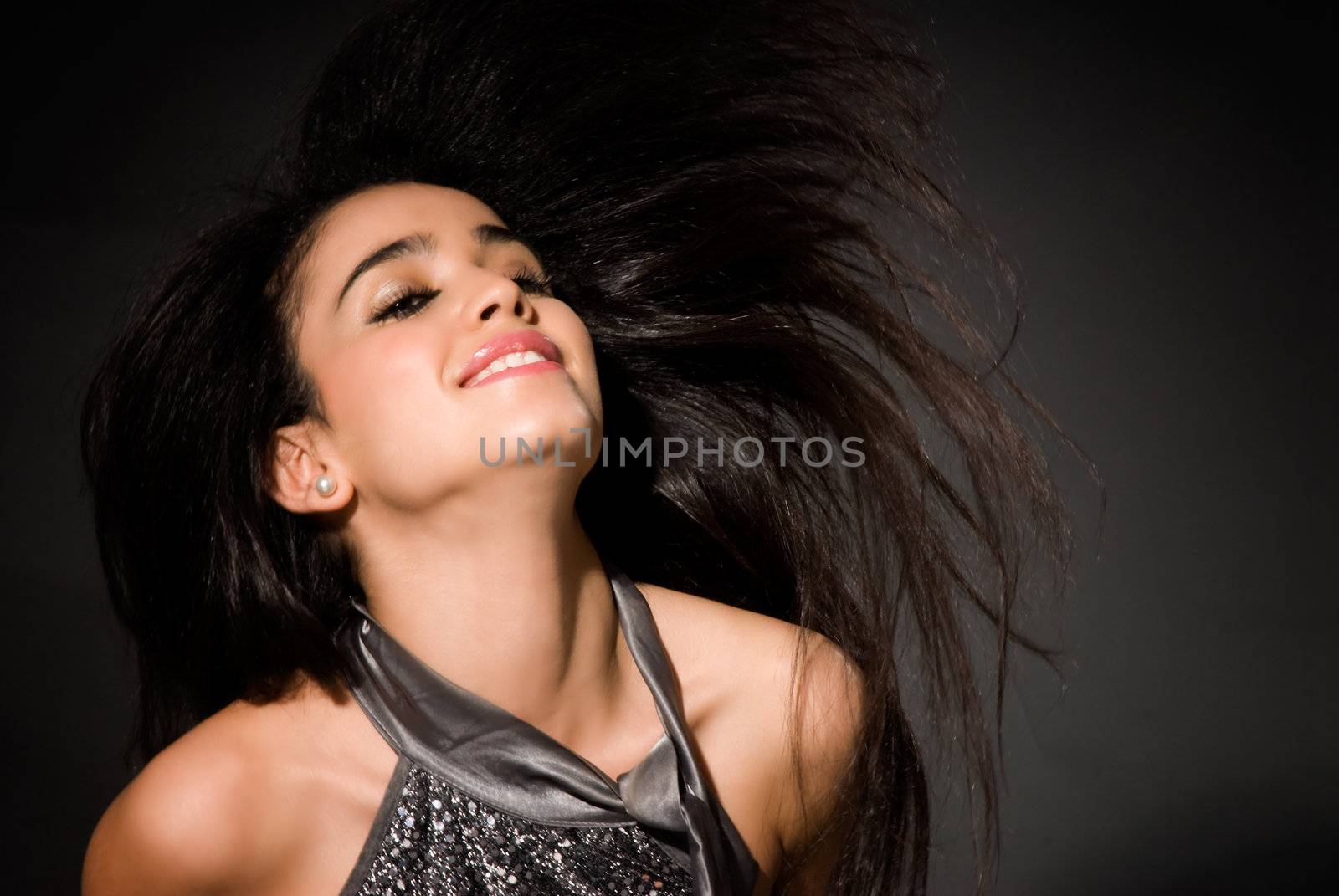 Young woman hair flying fashion glamour  by dgmata