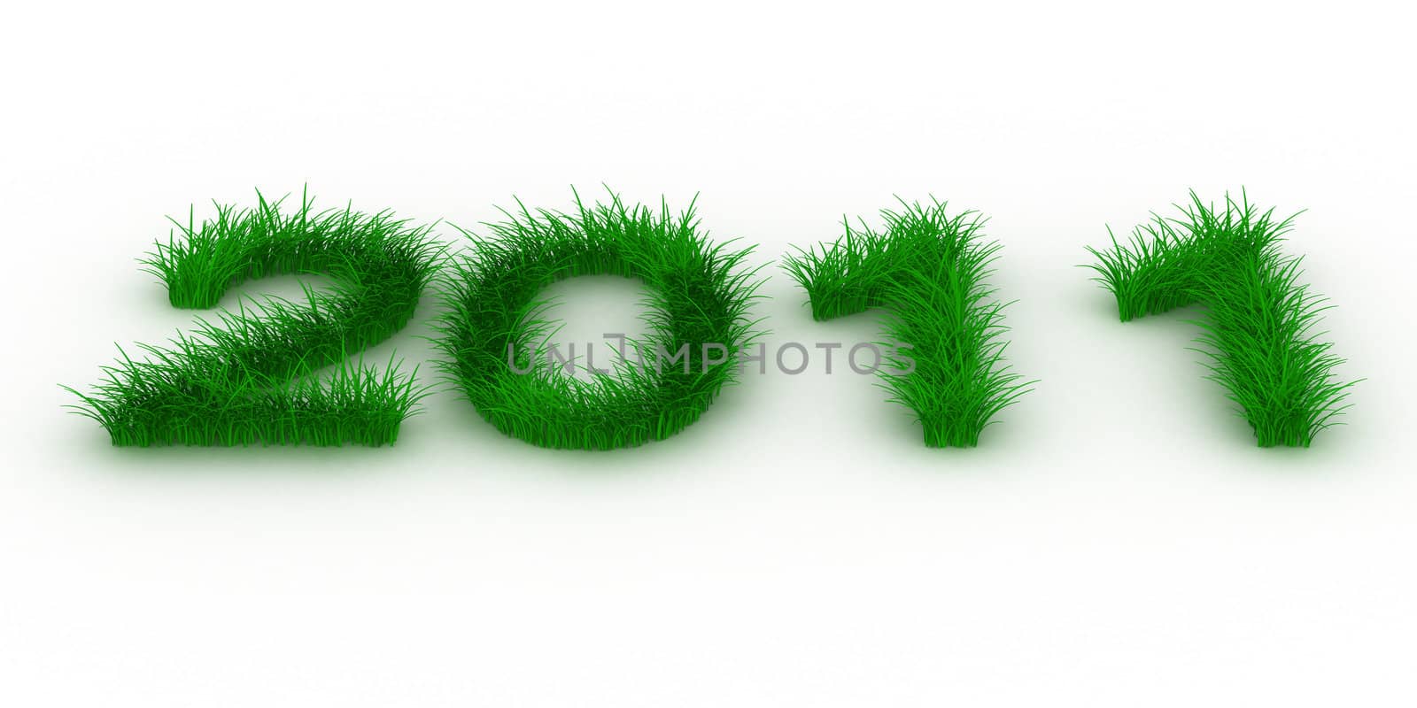 2010 year from grass. Isolated 3D image