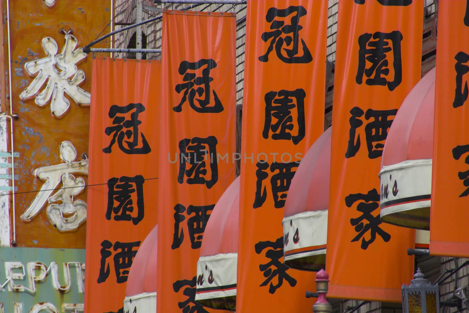 Fragment of colorful Chinatown street in San Francisco, California

