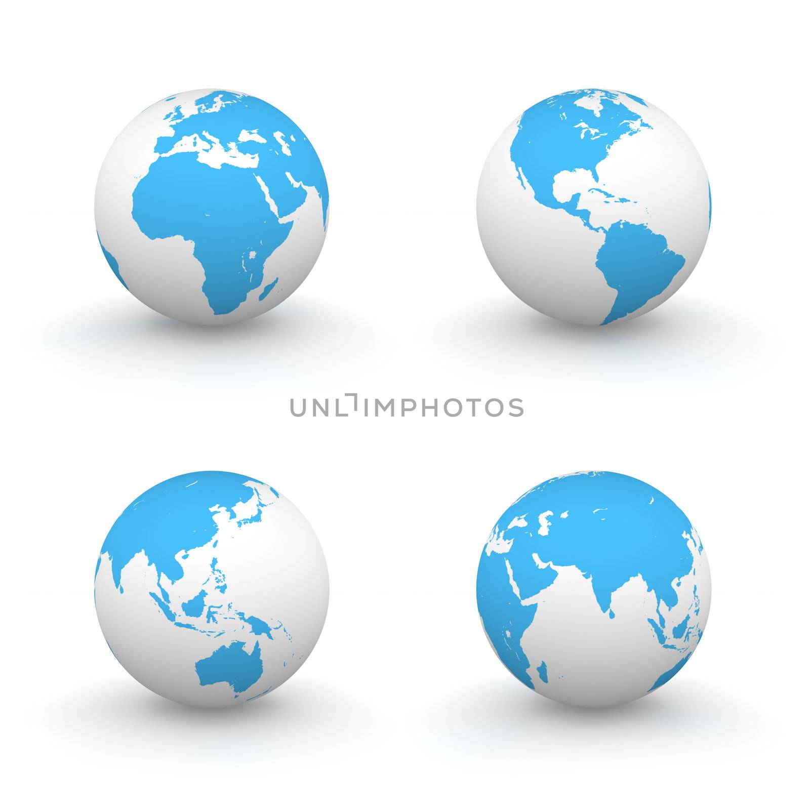 3D Globes in White and Blue by PixBox