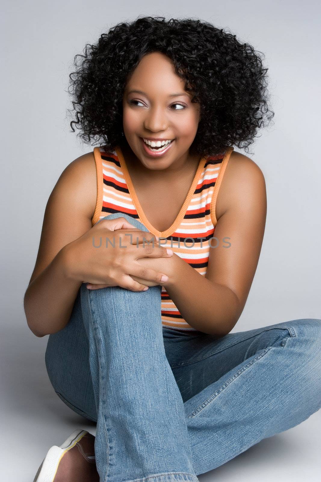 Beautiful young black woman laughing