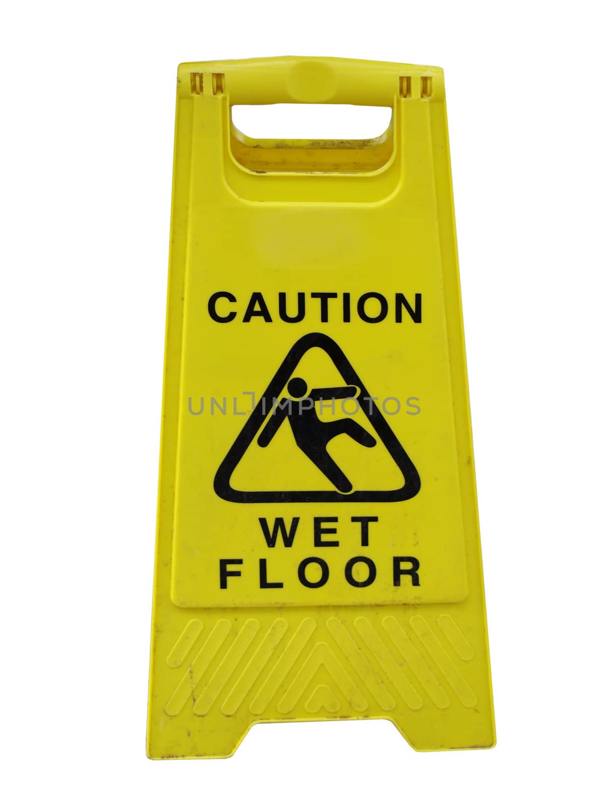 Caution wet floor sign isolated on white
