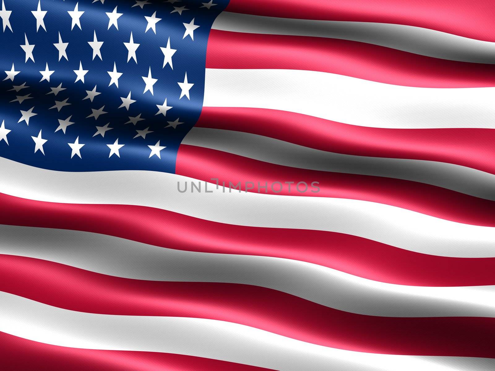 Computer generated illustration of the flag of the U.S.A. with silky appearance and waves