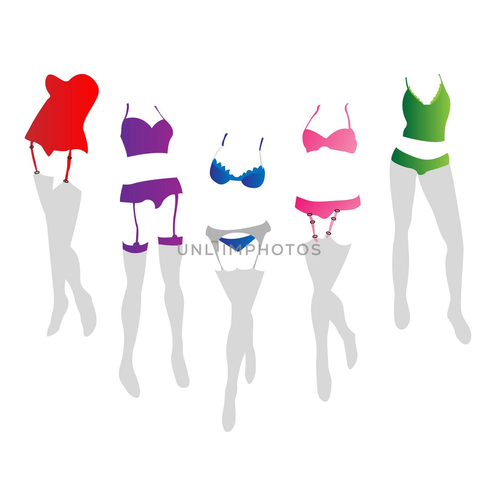 Collection of women lingerie in colors