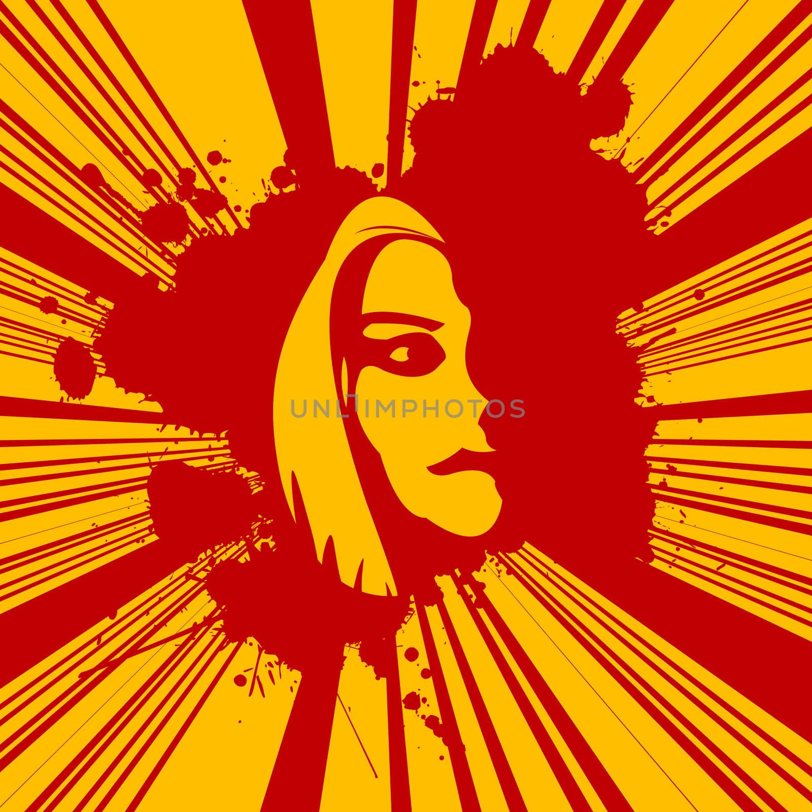 Grunge background with girl portrait