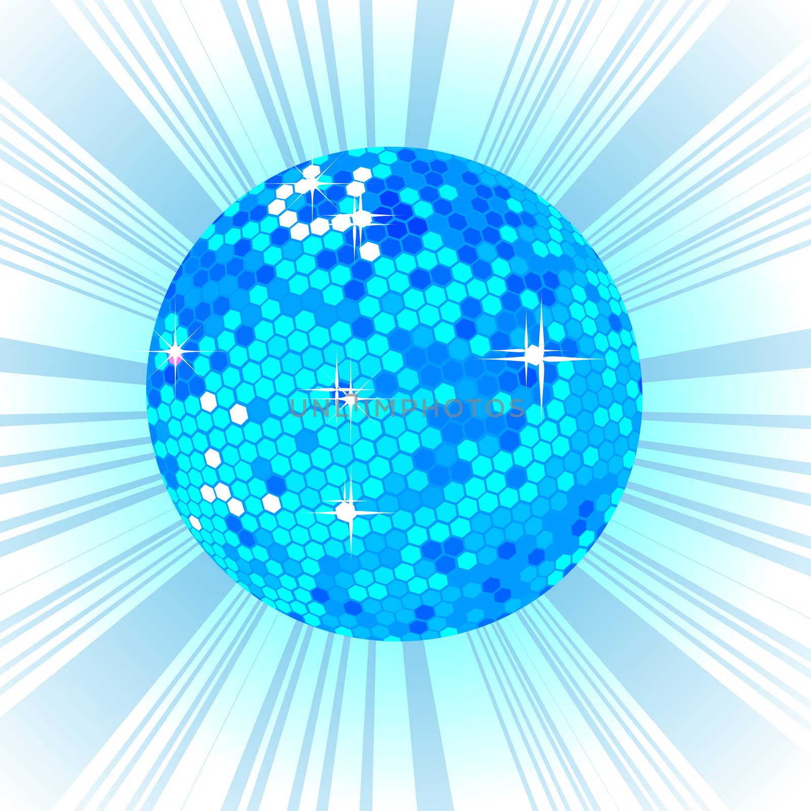 Blue disco ball, retro party background
