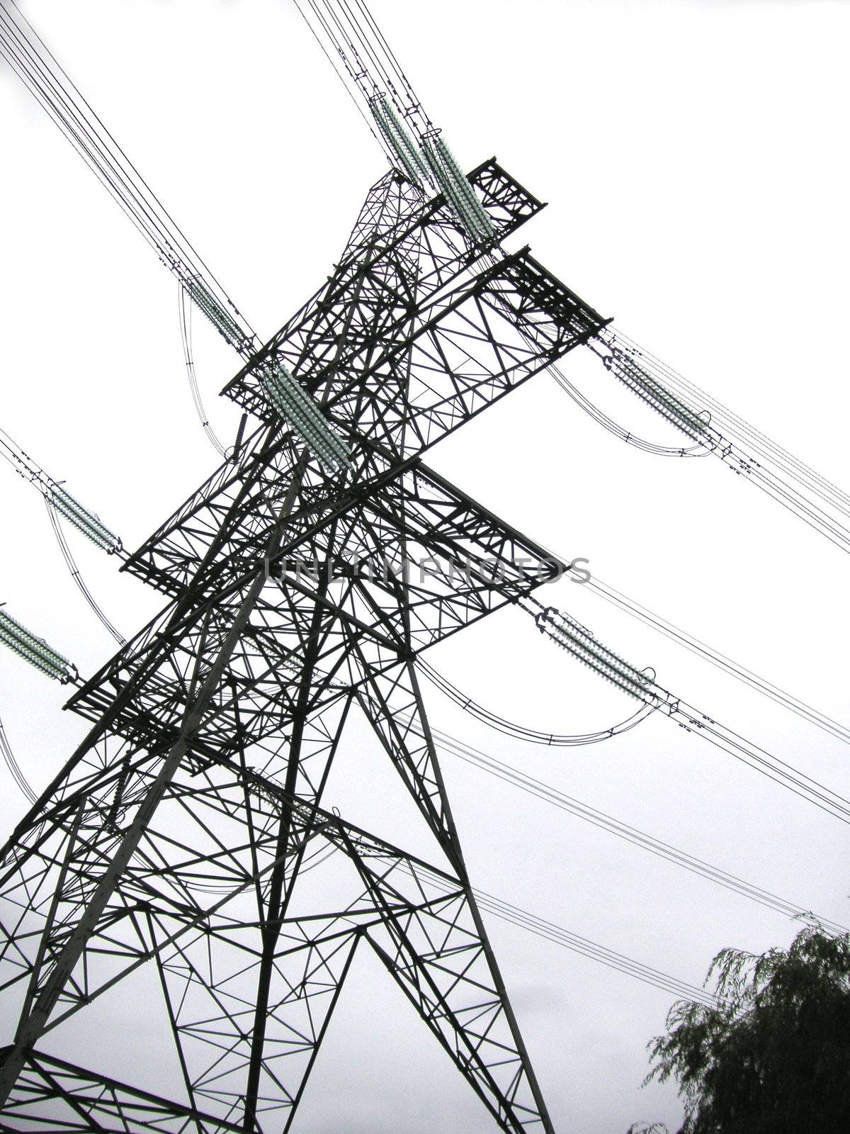 electricity pylon taken from an abstract angle