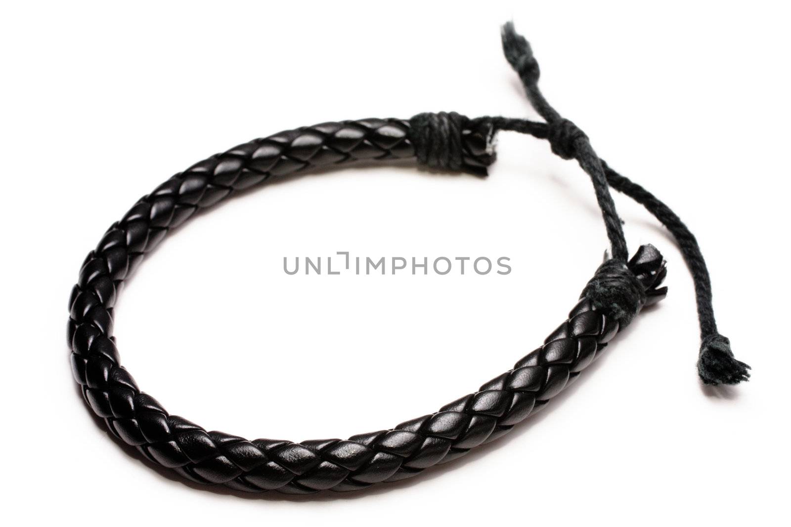 black bracelet on white