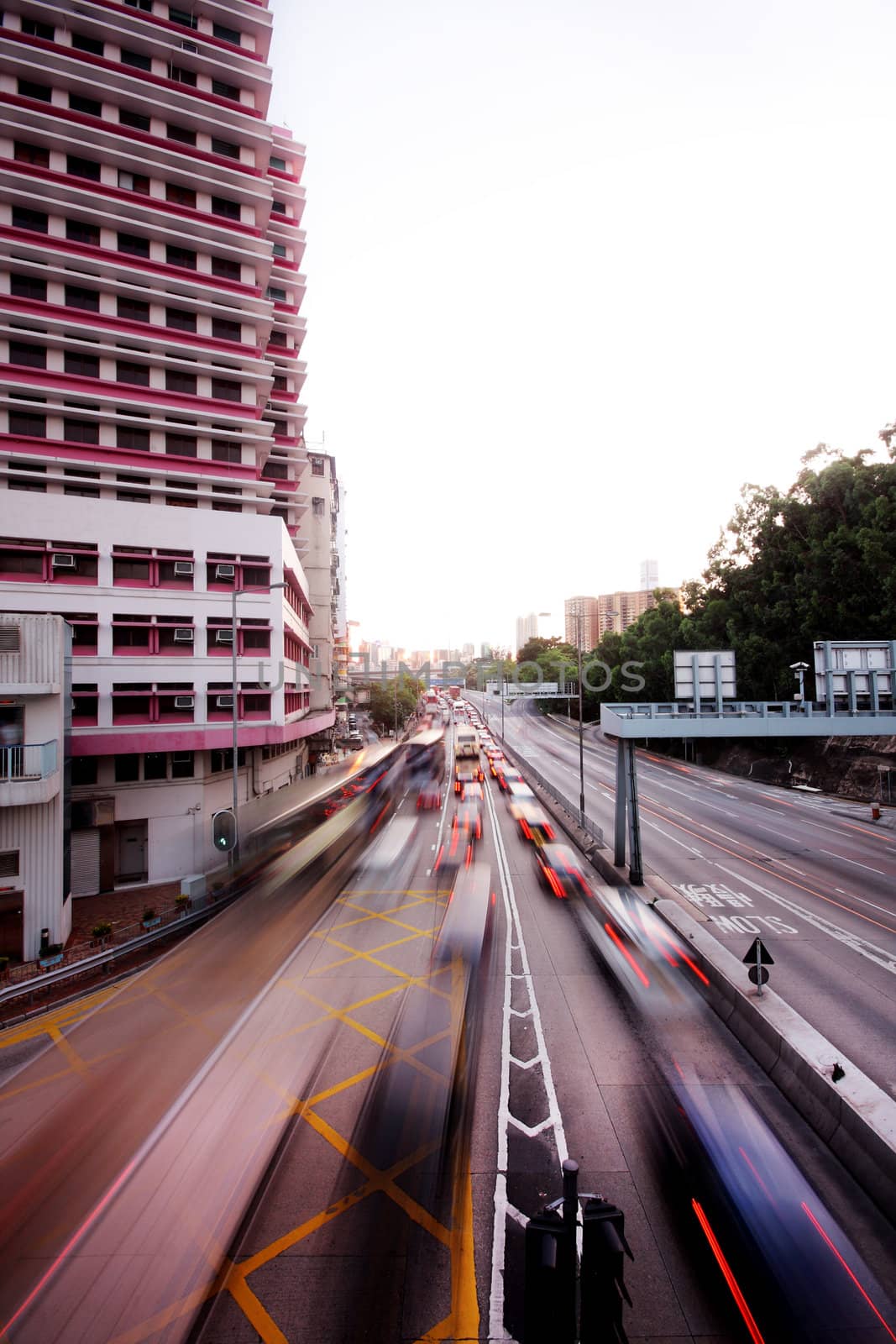 High traffic street in a rush-hour at night